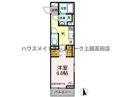 リナーシェ A(1K/2階)の間取り写真