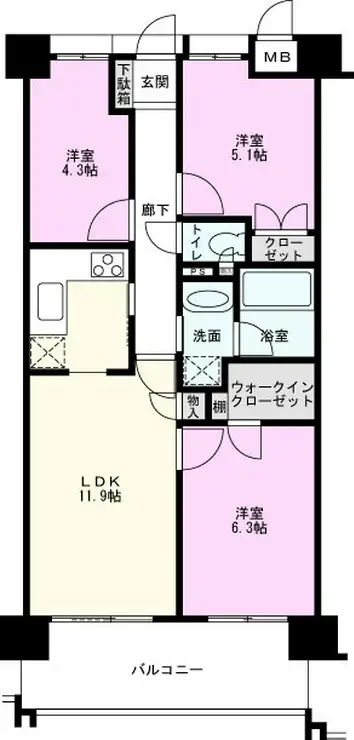 グランデュオ北街区 5階階 間取り