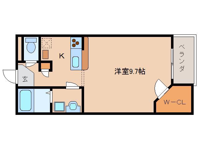 レオパレス南生駒(1K/2階)の間取り写真