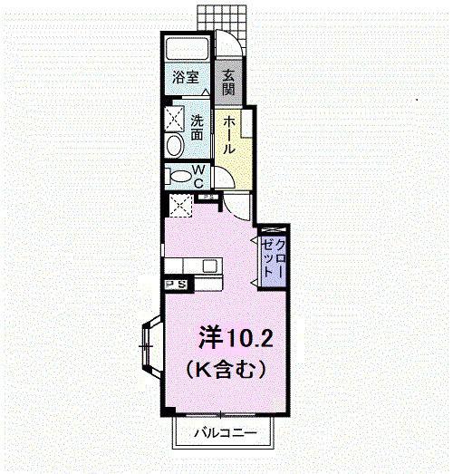 マ-ヴェラスB(ワンルーム/1階)の間取り写真