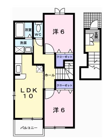 メゾン ド セゾンB(2LDK/2階)の間取り写真