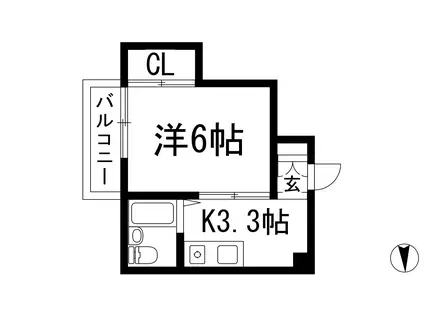 サニーコート石橋(1DK/3階)の間取り写真