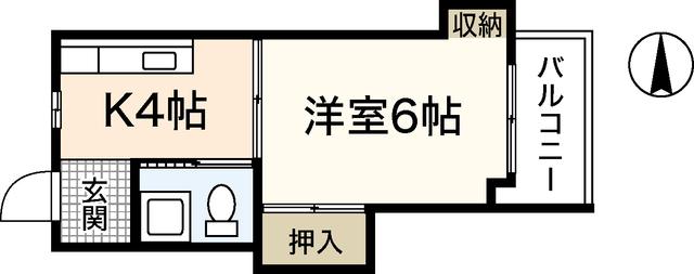 玉井ビル(1K/2階)の間取り写真