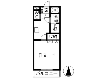 サンライフAKI II(1K/2階)の間取り写真