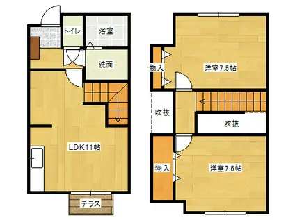 ニュークレストール光ケ丘(2LDK/1階)の間取り写真