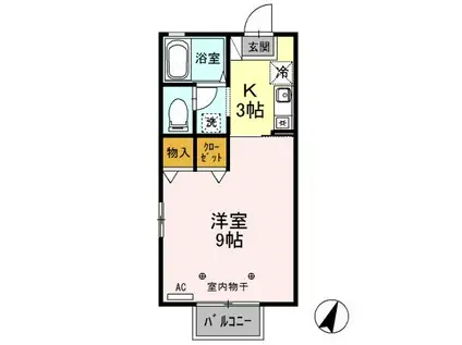 H・Iハウス(1K/2階)の間取り写真