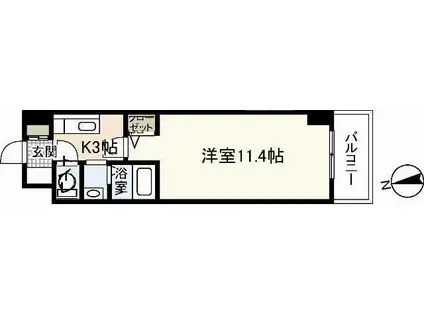 シャルマン財官I(1K/2階)の間取り写真