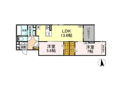 グランカメリア(2LDK/2階)の間取り写真