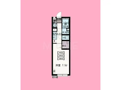 デア 清新(1K/1階)の間取り写真