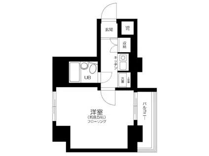 ヴェラハイツ蔵前(1K/2階)の間取り写真