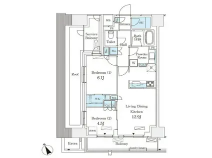 パークナードフィット南青山ガーデン(2LDK/8階)の間取り写真