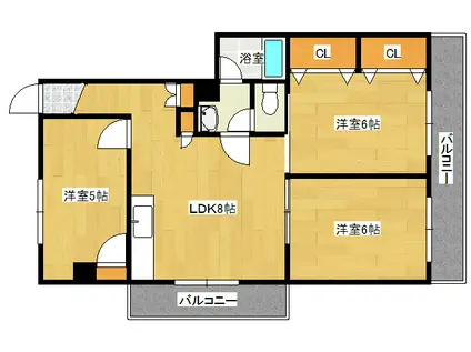 安本ビル(3DK/5階)の間取り写真