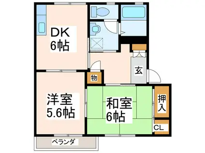 アルトリオ一番館(2DK/1階)の間取り写真