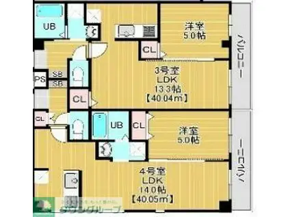 VICTORIA(1LDK/1階)の間取り写真