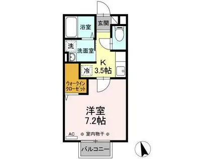 さくらヒルズ(1K/1階)の間取り写真