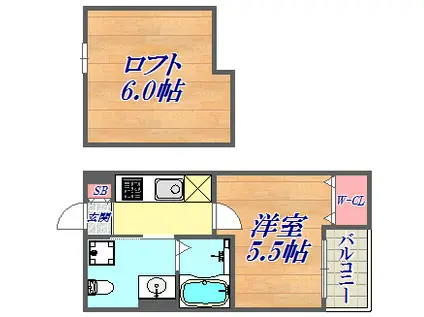メゾンドイスティクラール(1K/2階)の間取り写真