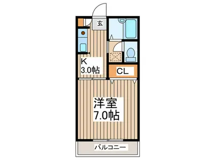 オーロラパレス美都(1K/2階)の間取り写真