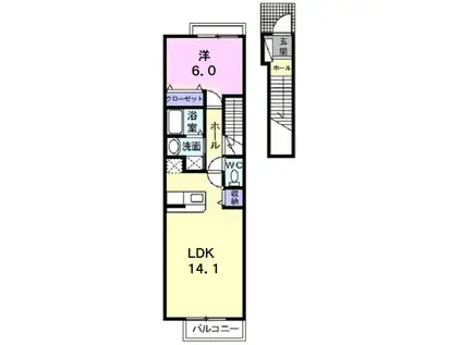 フレスクーラ(1LDK/2階)の間取り写真