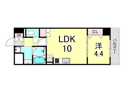 エーレックス西宮(1LDK/3階)の間取り写真