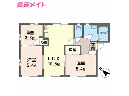 フレグランス東谷(3LDK/1階)の間取り写真