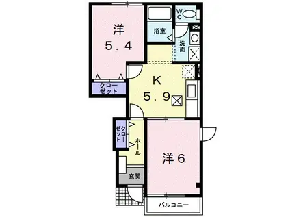 ピークス(2K/1階)の間取り写真