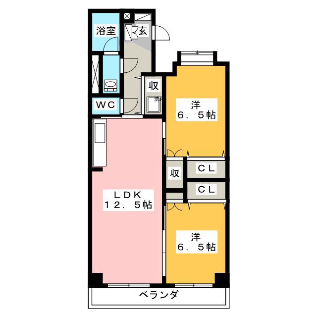 パーク末広(2LDK/6階)の間取り写真