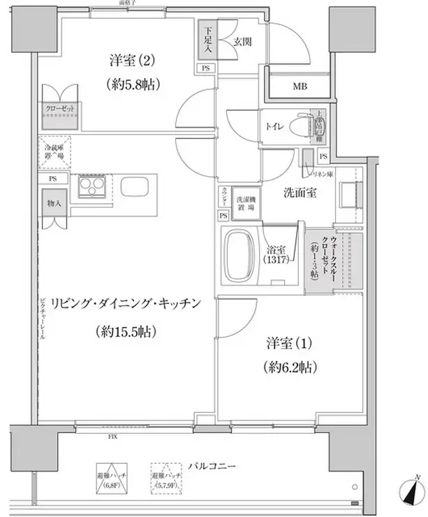 パークハビオ渋谷本町レジデンス 5階階 間取り