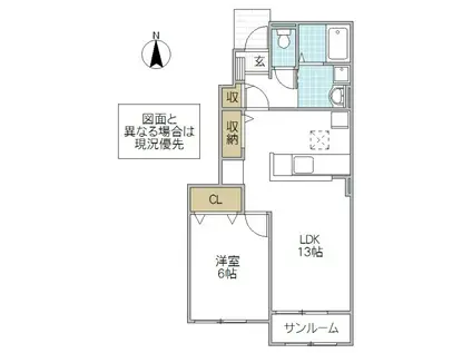 メゾン・ド・エレガンIV(1LDK/1階)の間取り写真