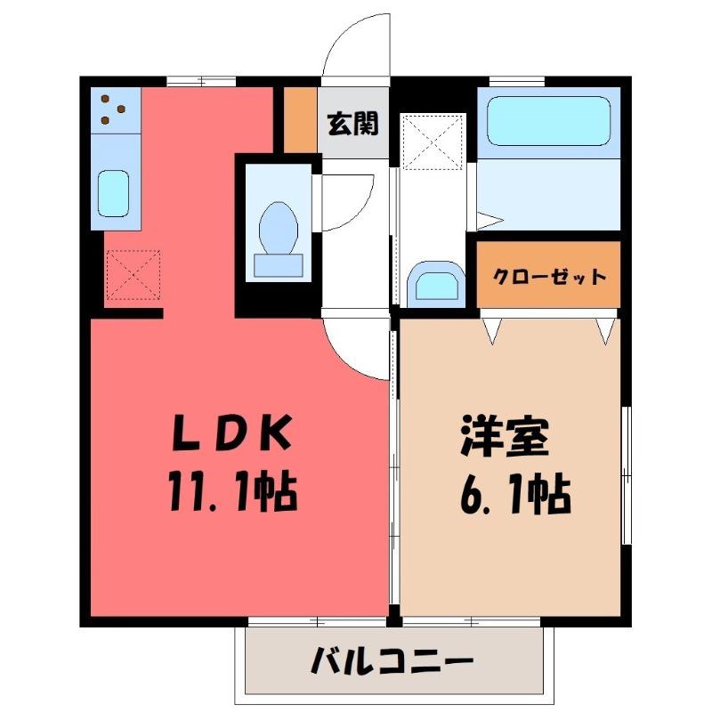 オペラハウス青柳(1LDK/1階)の間取り写真