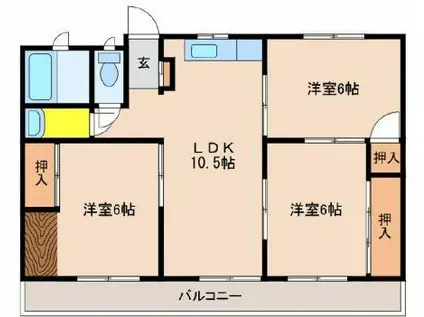 グランドヴィレッジ田吉(3LDK/4階)の間取り写真