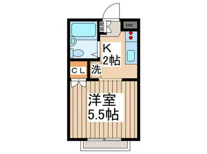 モンシャトー濱尾(1K/1階)の間取り写真