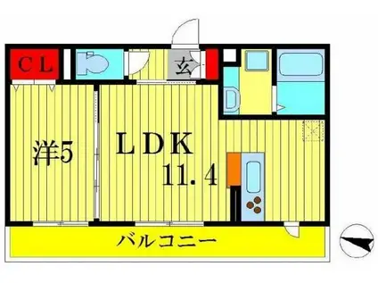 ヴェルデ大島田(1LDK/3階)の間取り写真