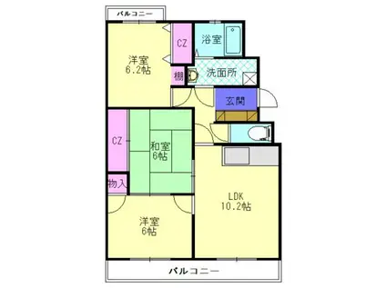 アビタシオン天拝(3LDK/3階)の間取り写真