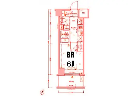LOG横浜伊勢町(1K/6階)の間取り写真