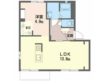 HINOMARU TOWN D(1LDK/1階)の間取り写真