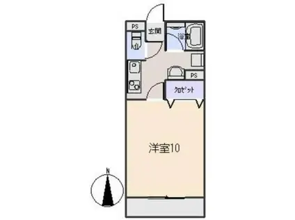 ハートヒルズ舳越(1K/1階)の間取り写真