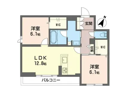 モアナヒルズII(2LDK/1階)の間取り写真
