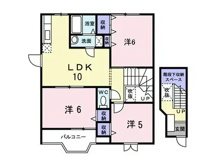 ハ-モニ-コンフォートB(3LDK/2階)の間取り写真
