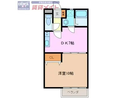 テスタエスポワールC(1DK/1階)の間取り写真