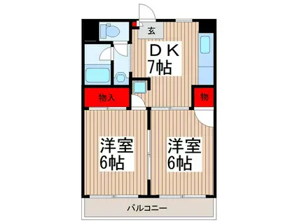 シャトーハイツ(2DK/1階)の間取り写真