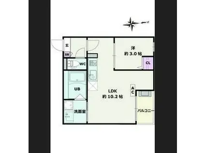 JACK HEIWA I(1LDK/3階)の間取り写真