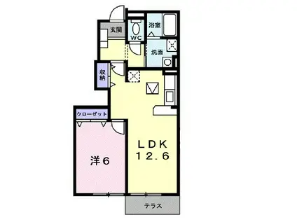 エレガンス・フィオーレ(1LDK/1階)の間取り写真