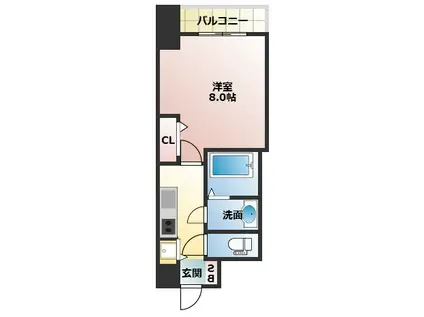 ディームス江坂(1K/2階)の間取り写真