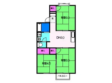 ハイツ宮山(3DK/2階)の間取り写真