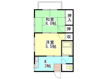 ベルウッドY(2K/2階)の間取り写真