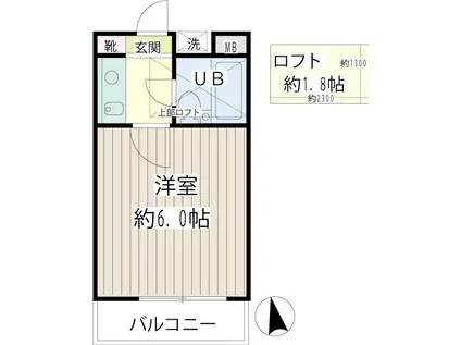 尻手ハイデンス(1K/1階)の間取り写真