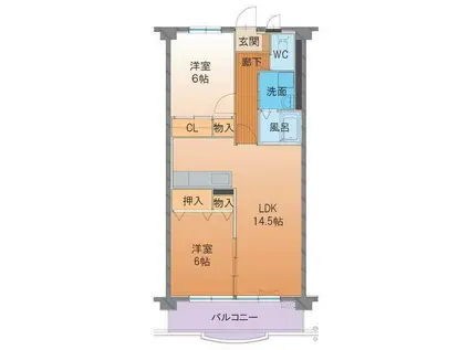 ハートフルARAYA(2LDK/4階)の間取り写真