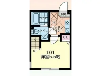 ゼクス橋本(1K/1階)の間取り写真