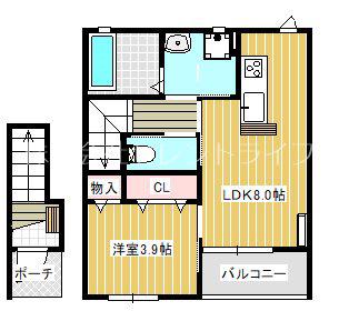 GRAND FIELD 中高津(1LDK/2階)の間取り写真
