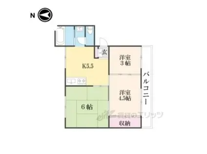 コーポレート筒井(3K/2階)の間取り写真